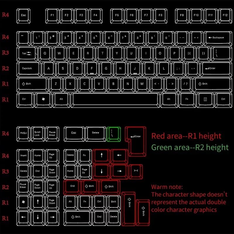 PBT Keycaps For Mini Mechanical Keyboard Suit For 61/64/68/71/82/84 Layout Keyboard With Transparent RGB Letters