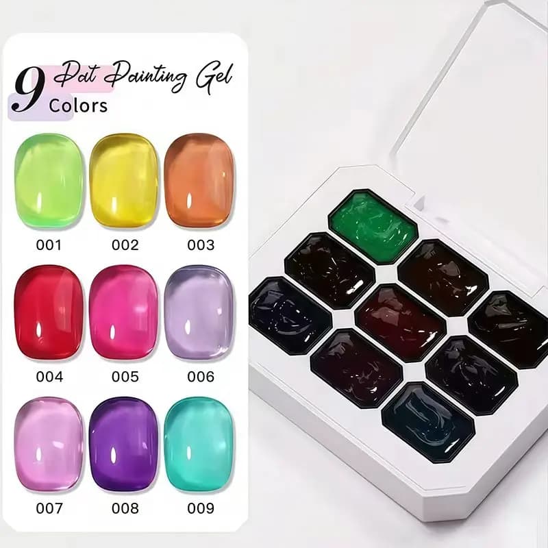 Rainbow Candy Jelly Color Solid Nail Polish Gel, 9 Colors - Strong Hold Gel, Clear Jelly Colors, Layerable