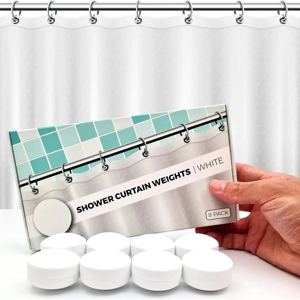 Pesi Magnetici Anti-Allungamento per Tende da Doccia - 360 ° Rivestito in silicone - Antiruggine - Resistente per rivestimenti sicuri | 8 Paia | Whi