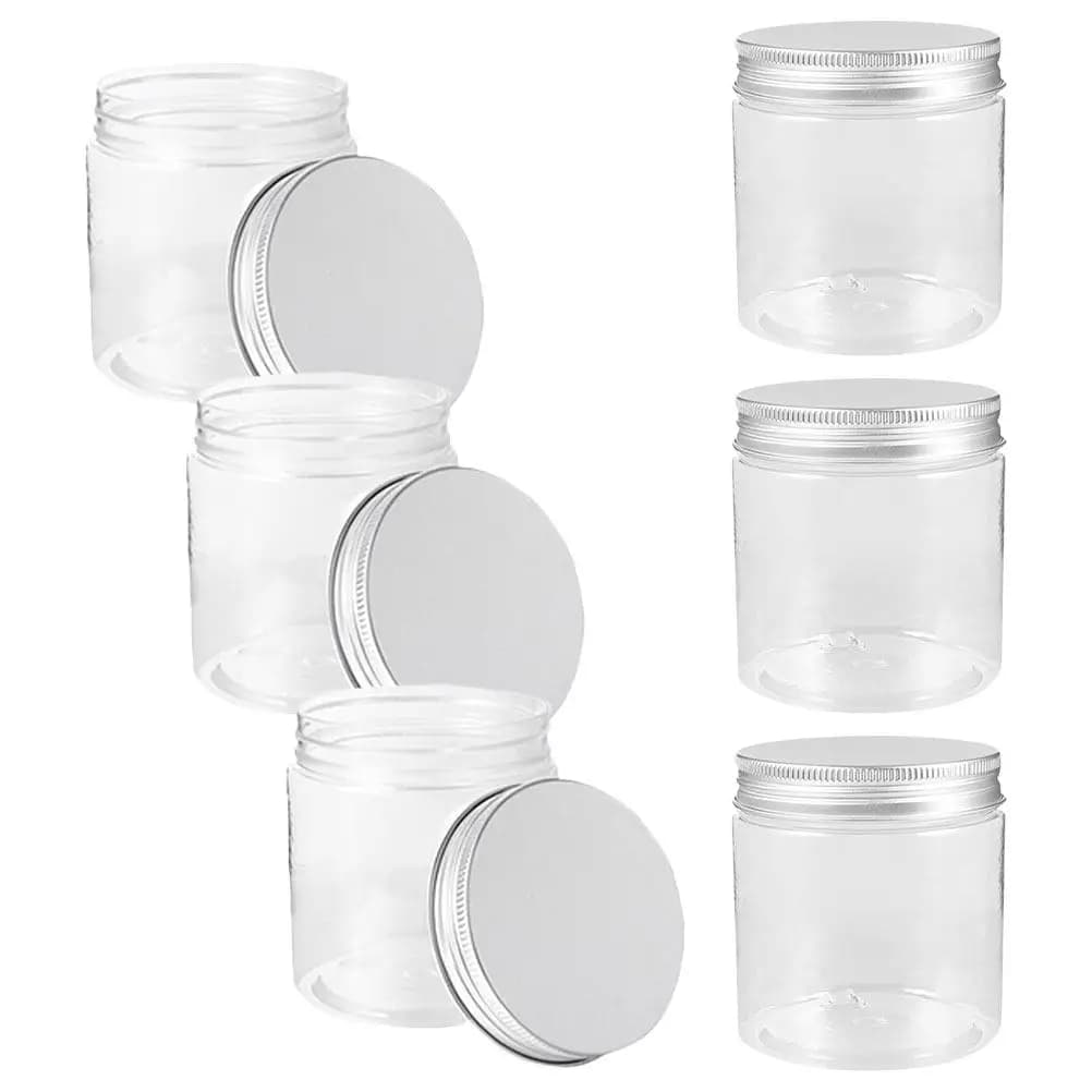 6Pcs 250Ml Portable Plastic Jars with Lids Household Storage Canisters for Dried Food Snacks Chocolates Salad Fruit Jelly Home