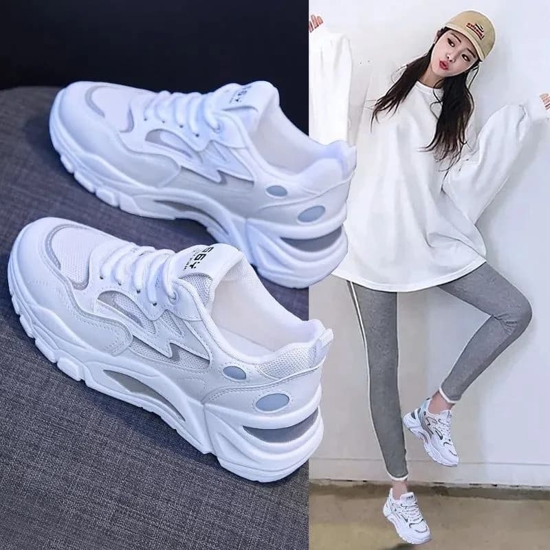 Women's Running Shoes Dad Sneakers Lightweight Shock Absorption Soft Bottom Traveling White Shoes Korean Style Fashion Casual...