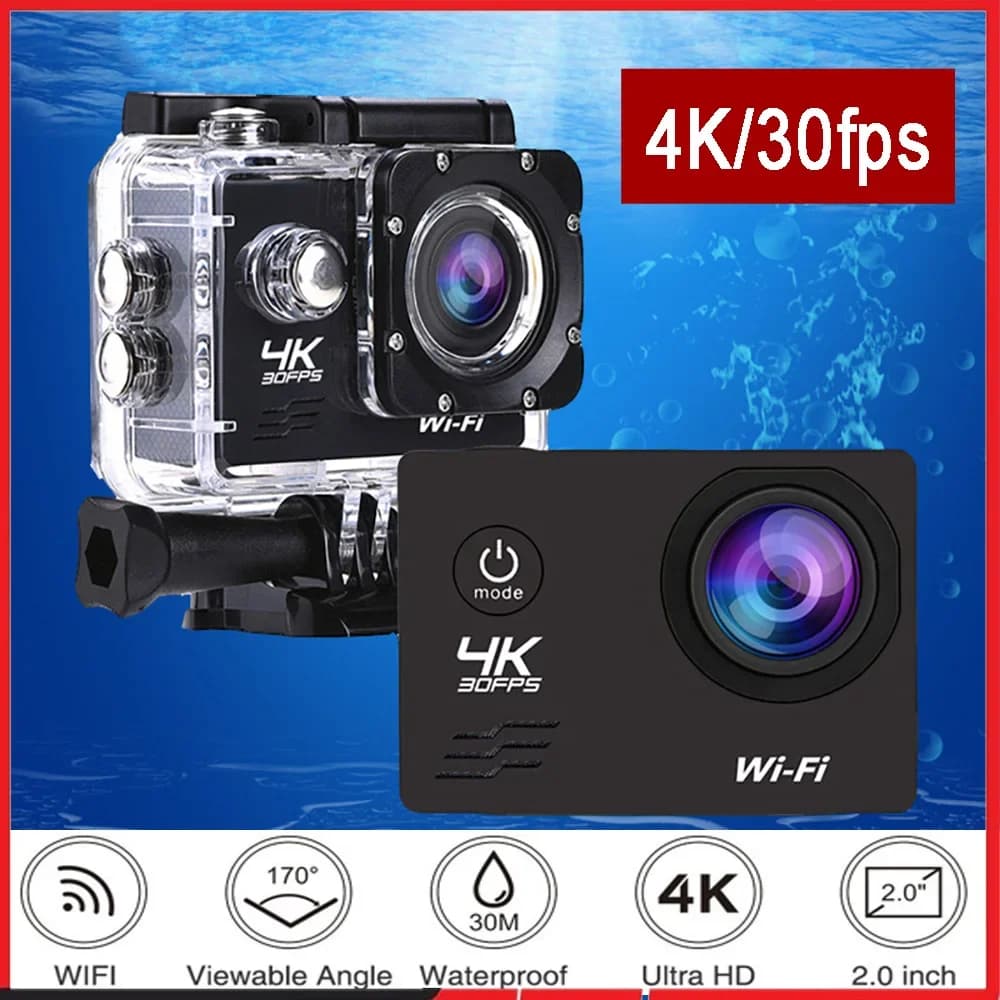 Action Camera Q1 Ultra HD 4K30FPS 16.0MP Wi-Fi 2.0 "Schermo 170D DVR Webcam Subacquea 30M Casco Registrazione video Videocamera sportiva