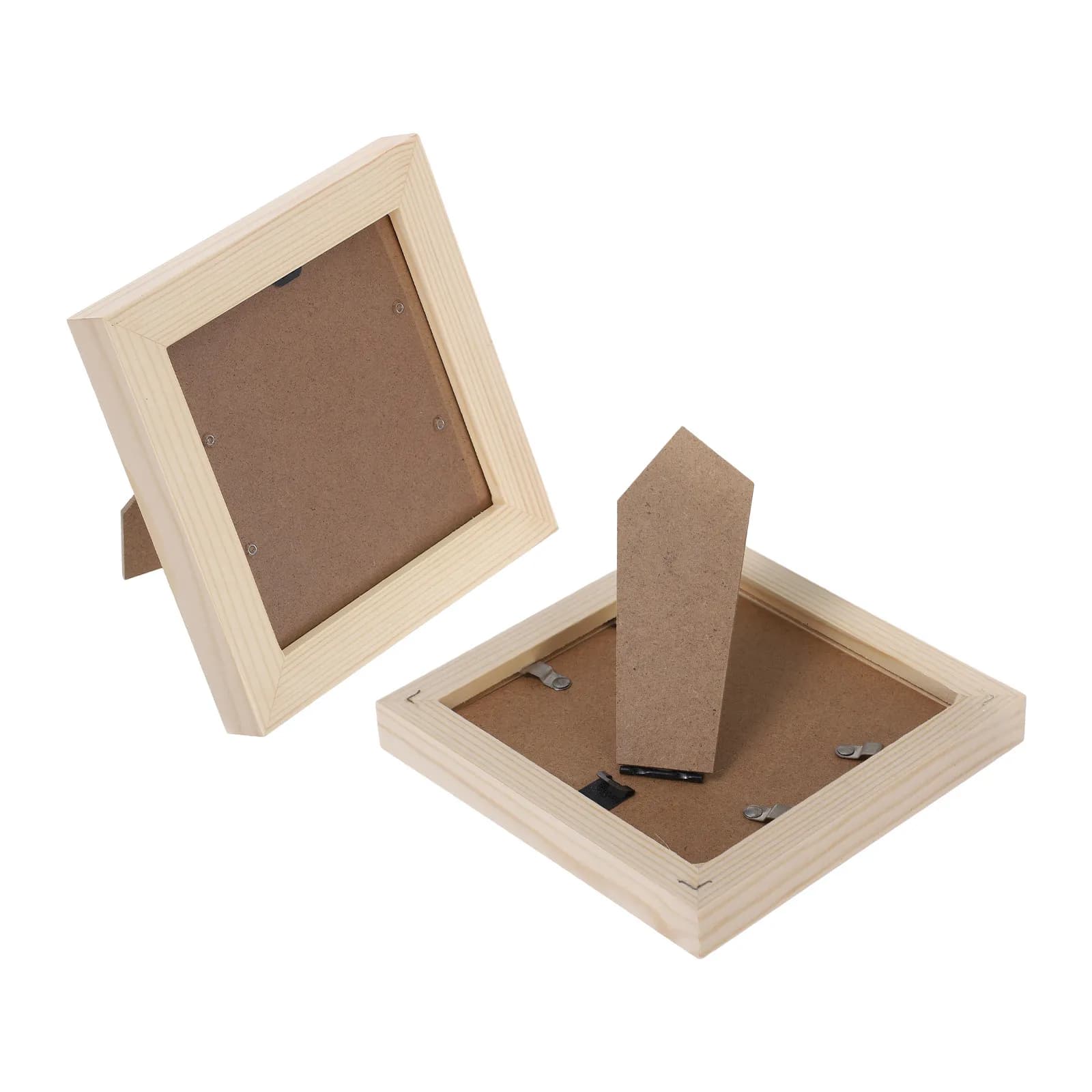 2Pcs Square Wood Picture Frame Rustic Design for 5x5 Inch Photos Wall Display Birthday Wedding Calligraphy Art Cd Dvd Storage