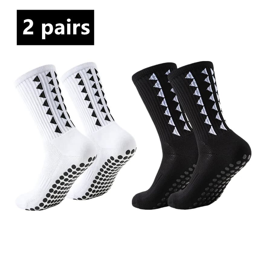 2pairs Non Slip Grip Towel Bottom Socks Breathable Shock Absorb Sport Socks Men Women For Basketball Hiking Soccer Tennis