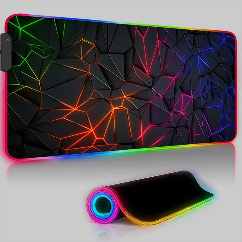 Geometry Large RGB Gamer 400x900 Pad retroilluminato Mausepad Gaming Mousepad tappetino per tastiera a LED tappetino da scrivania luminoso tappetino per Mouse nero XXL