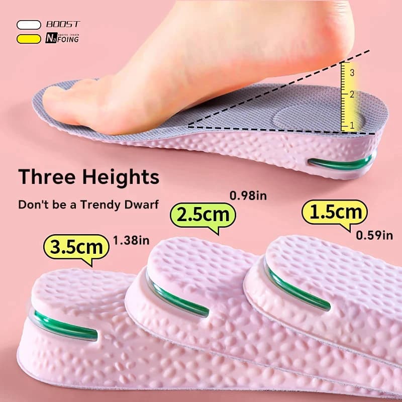 1Pair Height Increase Insole for Sports Air Cushion Insoles Comfort Plantar Fasciitis Shoes Inserts Shock Absorbing Shoe Pads