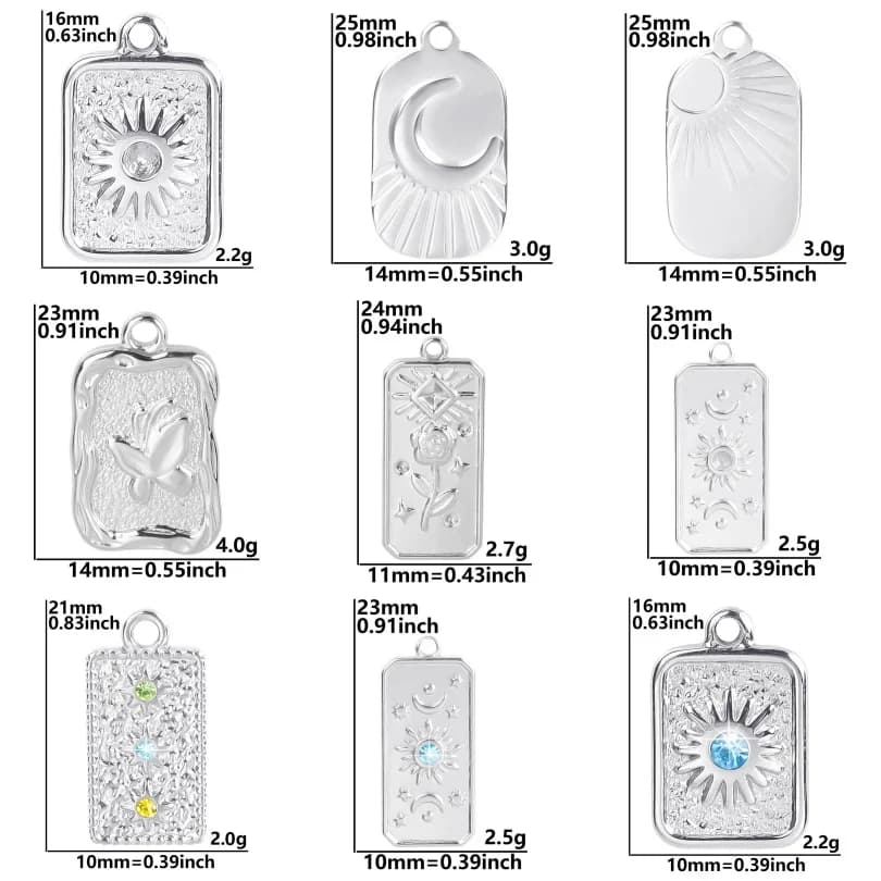 5 pezzi di tarocchi color argento lucido, ciondolo fatto a mano fai da te per la creazione di gioielli, accessori per collane con ciondoli per gioielli fai da te