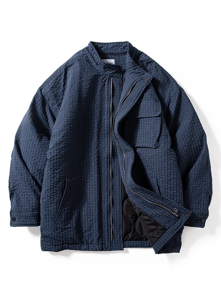 Giacca in Cotone da Uomo, Nuovo Stile Autunno Inverno, Antivento, Impermeabile, Funzionale, a Quadri, con Colletto Alto, Abbigliamento da Lavoro