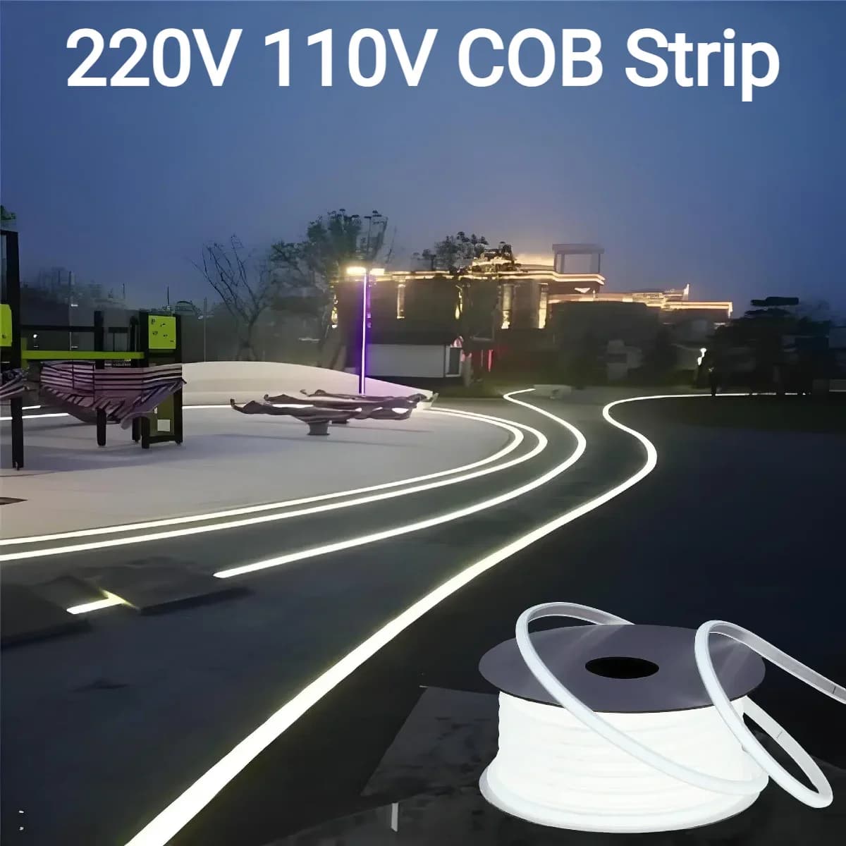 220V 110V Gel di Silicone Puro COB HA CONDOTTO LA Luce di Striscia 30M 20M Impermeabile Esterna Della Luce Della Stringa 288LED/M Ad Alta Densità per la Villa del Giardino
