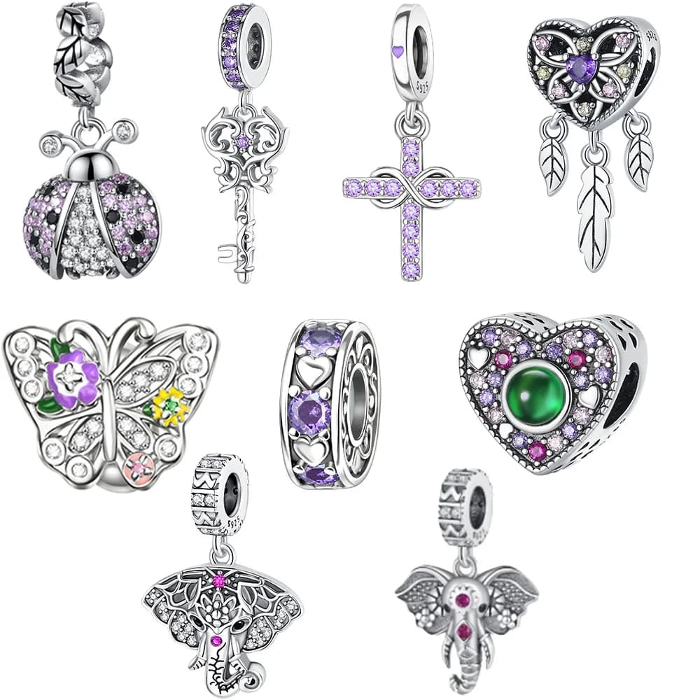 Silver 925 Simple Elephant Head Charms Beads Fit Original Bracelets Bag Keychain Charms Beads Pendant Diy Women Jewelry Gift
