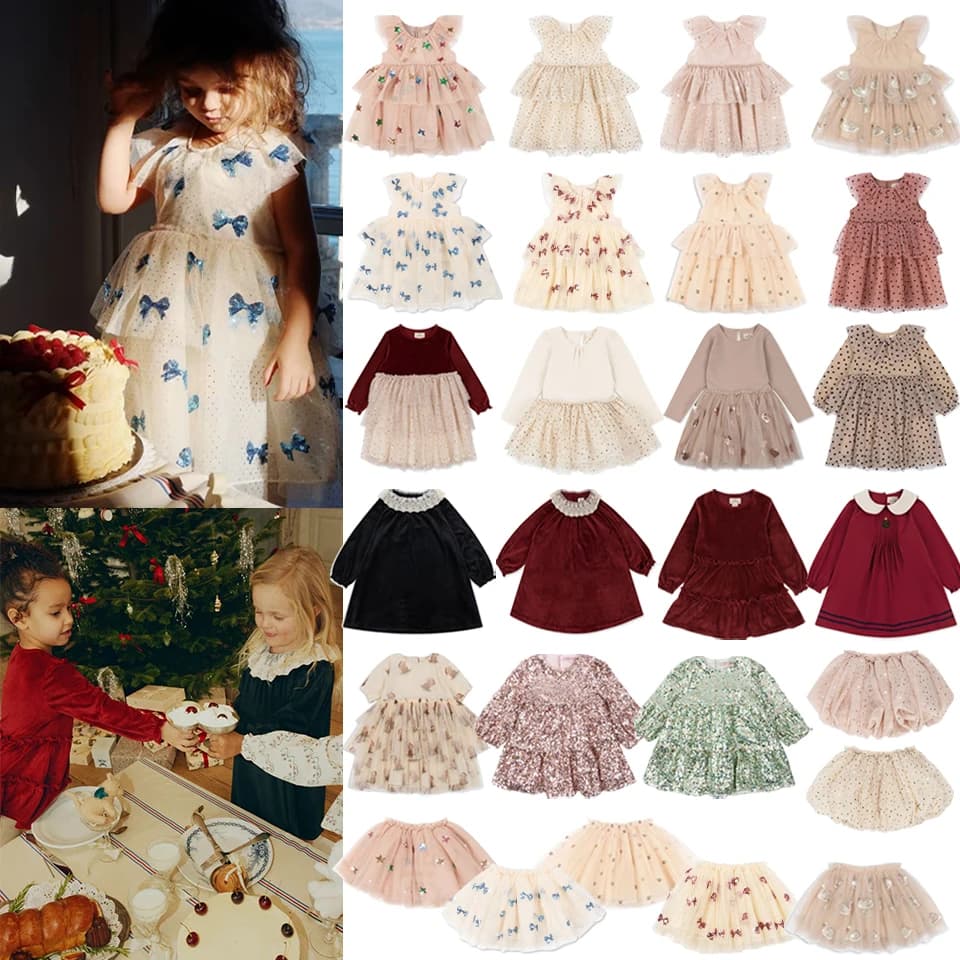2024 Natale KS Ragazze Principessa Abito a rete Bambini Graziosi abiti con paillettes Bambino Gonna carina Festa di carnevale Bambini Abito in voile Regali