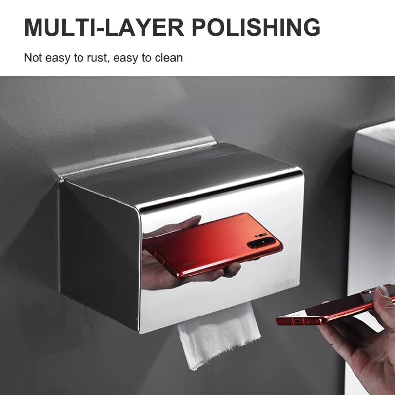 Porta fazzoletti in acciaio inossidabile Portaoggetti impermeabile per carta igienica Porta carta nero/argento per bagno cucina uso domestico