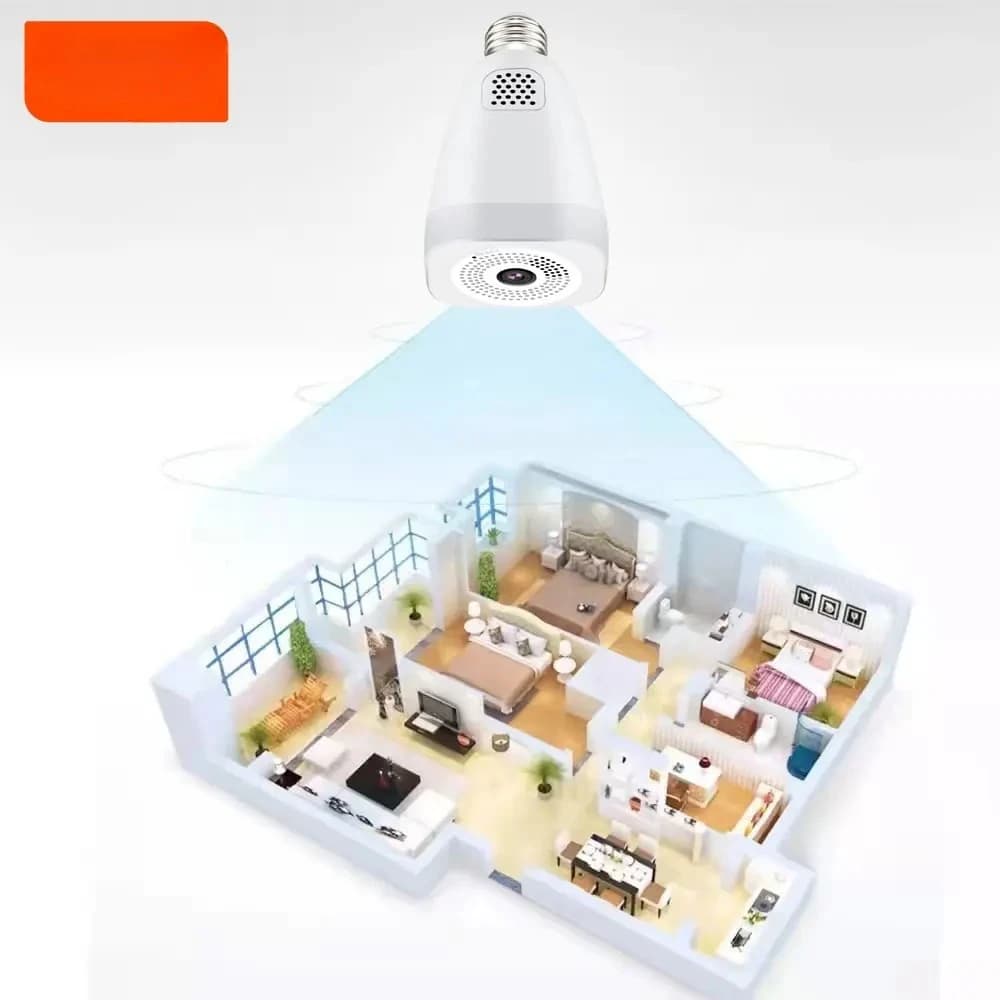 EE1 Bestseller Smart Life Telecamera WiFi 3MP a 360 Gradi Senza Fili per Sicurezza Domestica con Luce a Bulbo Fisheye PST-F30A-3MP