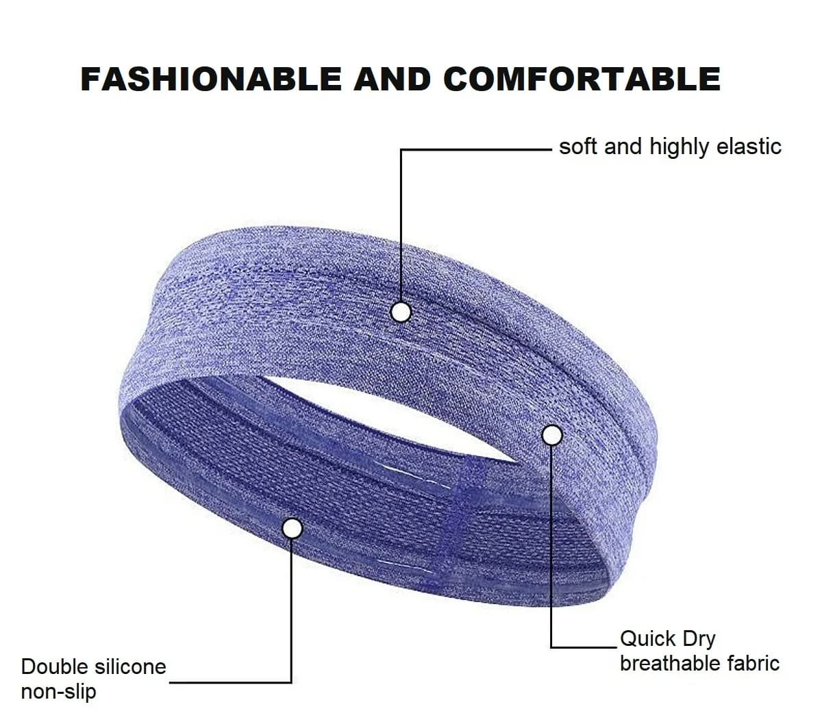 Mens Non Slip Moisture Wicking Sports Headband Sweat Band for Workout Running Yoga Athletic Fitness