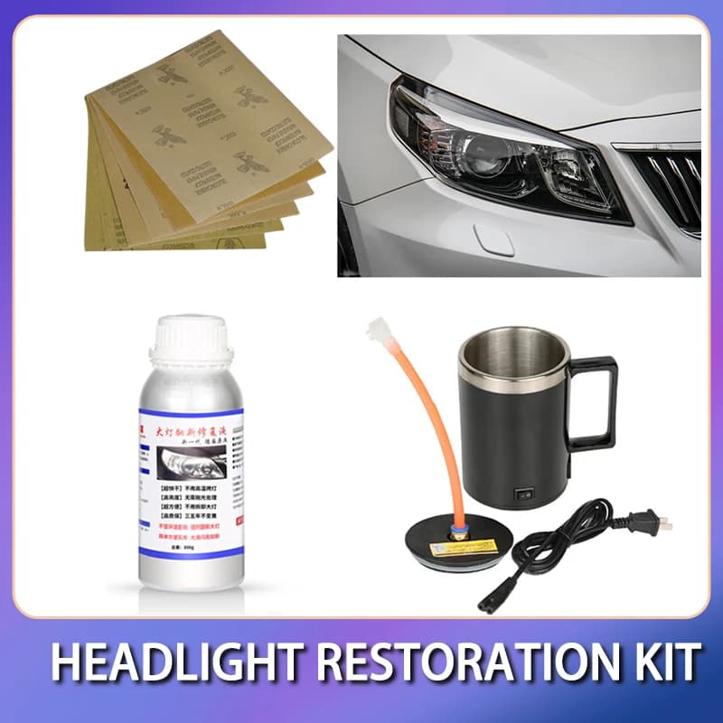 Kit di Restauro Fari Auto, Liquido Polimerico 800ML, Kit di Lucidatura Fari, Rinnovamento Lampade, Pulizia Auto