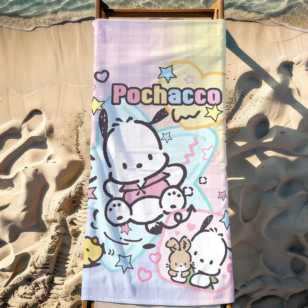 Sanrio P-Pochacco-S Asciugamano per cuccioli carini, sportivo, ad asciugatura rapida, per viaggi, campeggio, resistente alla sabbia, morbido, leggero, grande, per la spiaggia