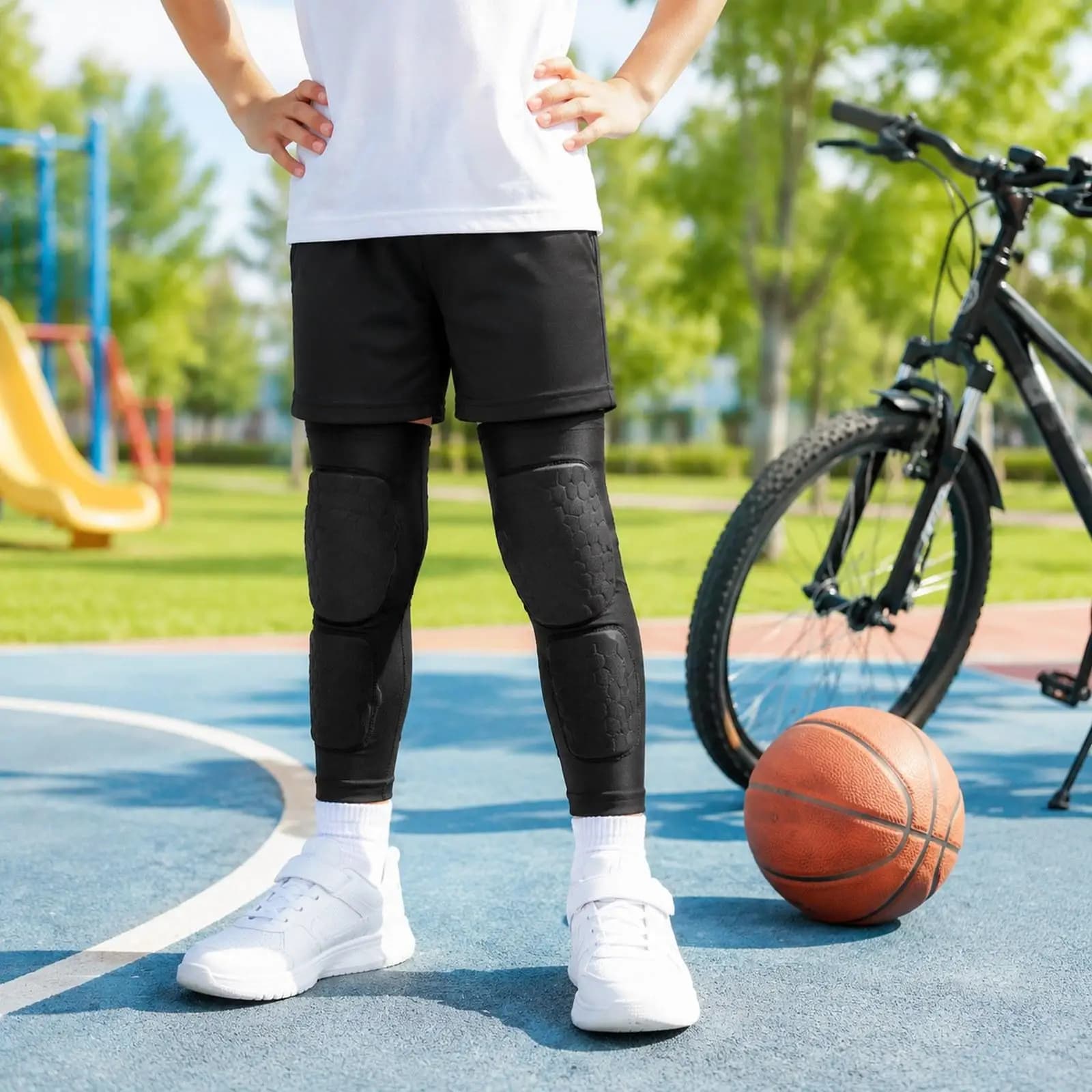 2x Ginocchiere per Basket e Baseball, Supporto per Ginocchio Traspirante, Morbido e Leggero per Calcio, Palestra, Allenamento, Uomo e Donna