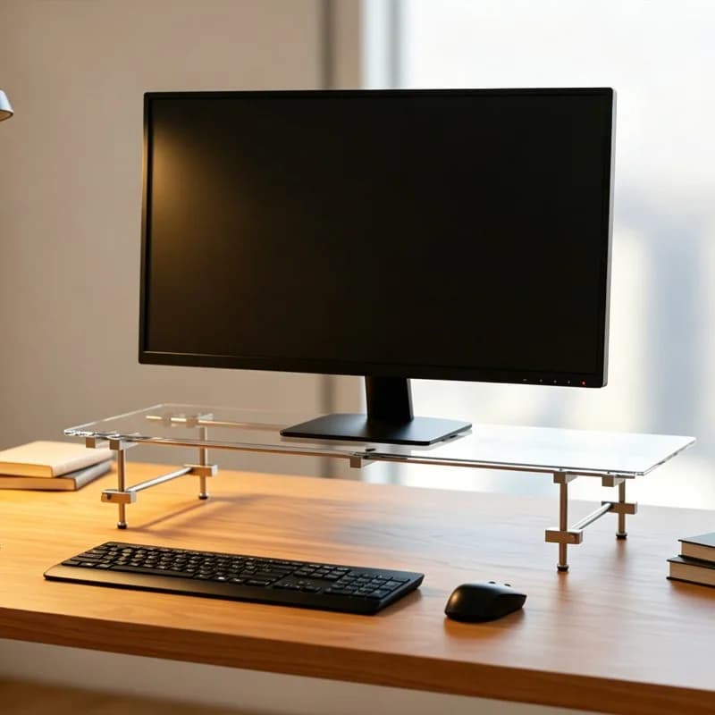 Supporto per Monitor in Vetro con Asse Ottico e Altezza Regolabile, Stand per Computer Molto Robusto per Ufficio e Casa