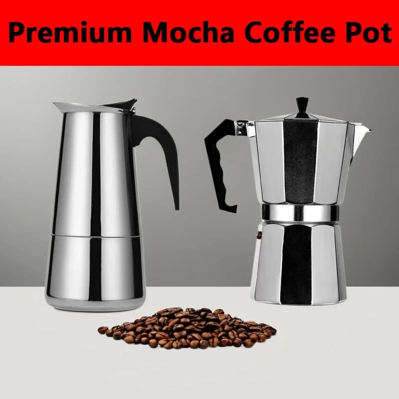 Coffee Maker Moka Pot 50ml-600ml Stainless Steel Cafe Percolator Maker, Italian Coffee Machine Fit Induction Cookers Coffeeware