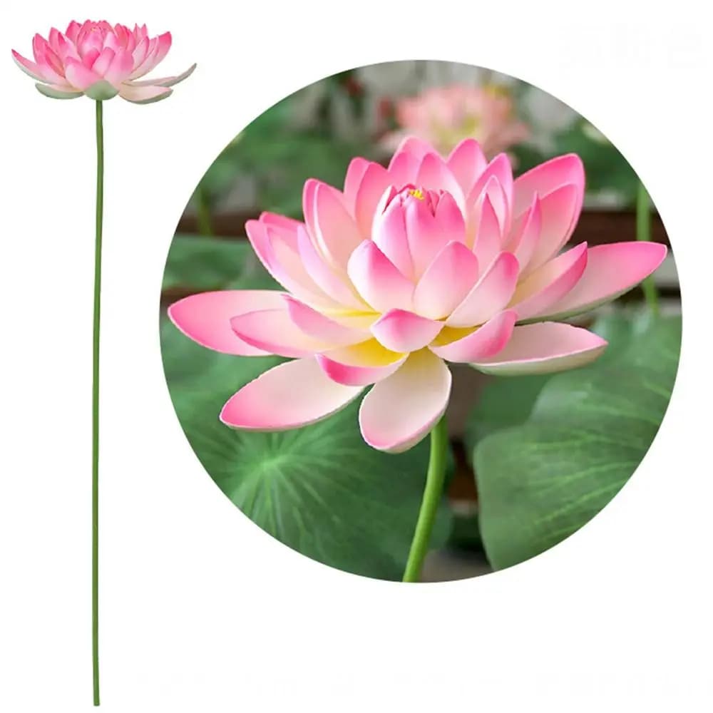 Artistic Landscape Artificial Flower DIY Decoration Long Stem Simulated Lotus Flower Green Plant Props Decorative Fake Flower