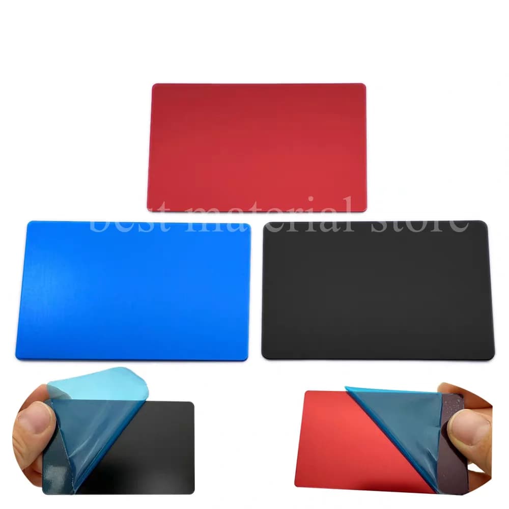 3 Pezzi di Lamiera in Alluminio Anodizzato Nera, Blu e Rossa per Stampa a Tampone, Piastra in Acciaio Personalizzabile, Specchio Vuoto per Incisione Laser e Marcatura