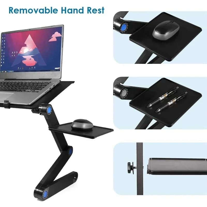 Supporto per Computer da tavolo regolabile per Laptop, supporto per lettura per Notebook portatile con ventola di raffreddamento grande e tappetino per Mouse