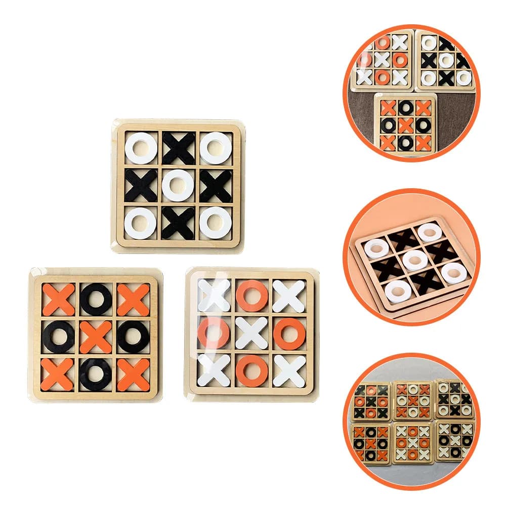 Set di 3 Giochi da Tavolo in Legno, Decorazione per Tavolino da Caffè, Set di Scacchi per Bambini e Adulti, Uso Interno ed Esterno
