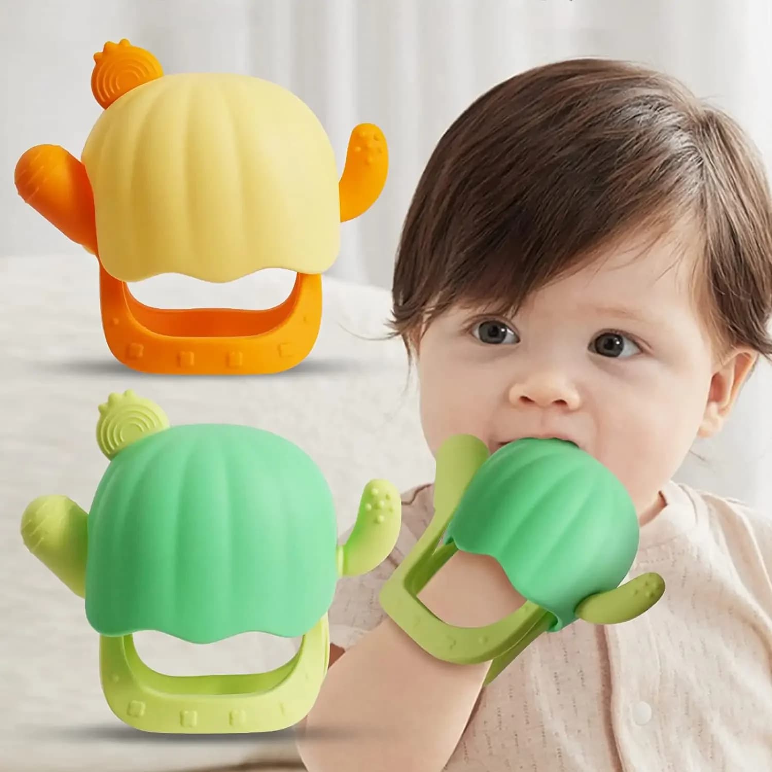 1 pz giocattoli per massaggiagengive per bambini da 0 a 12 mesi allenamento forza di presa forma di cactus bambino rinato morbido silicone accessorio per bambini giocattolo da masticare