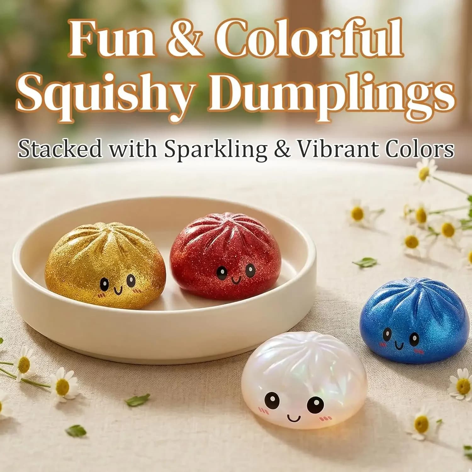 Scatola di Squishy a Forma di Raviolo con Glitter, Giocattolo Sensoriale Antistress Morbido per Adulti e Ufficio