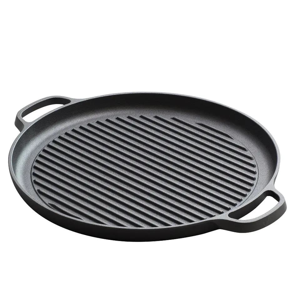 PYH cast iron large steak professional striped tomahawk steak pan flat bottom frying pan 30cm thickened barbecue