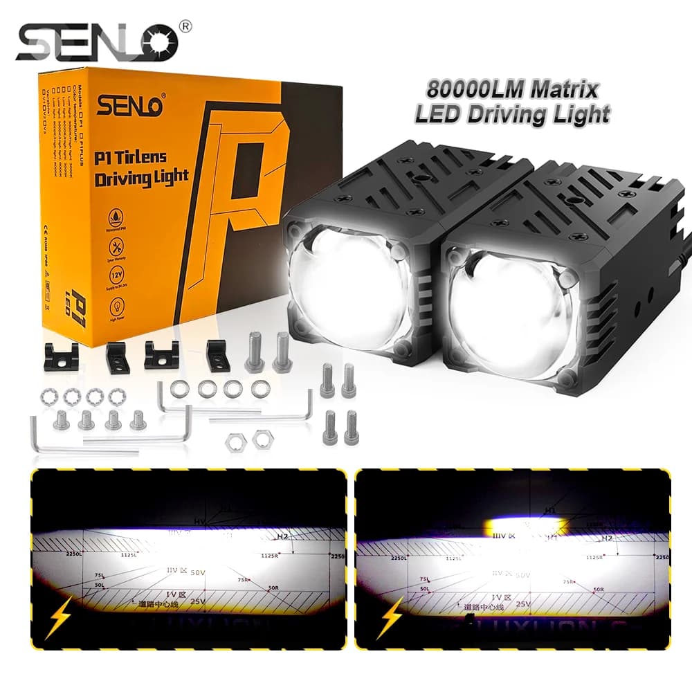 SENLO 2PCS 1.6 Pollici Bi LED Proiettore Fari Lenti per Hella Luci A LED Proiettore 80W 80000LM Diodo Faro Accessori Auto