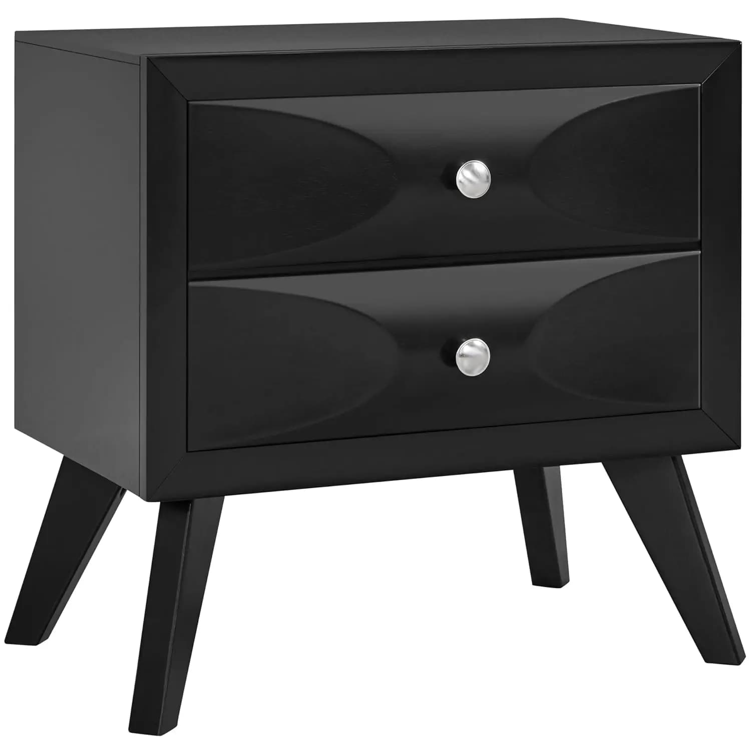 Comodino con 2 cassetti, quasi completamente assemblato, grande tavolino da notte con gambe in legno massello e contenitore, personalizzabile