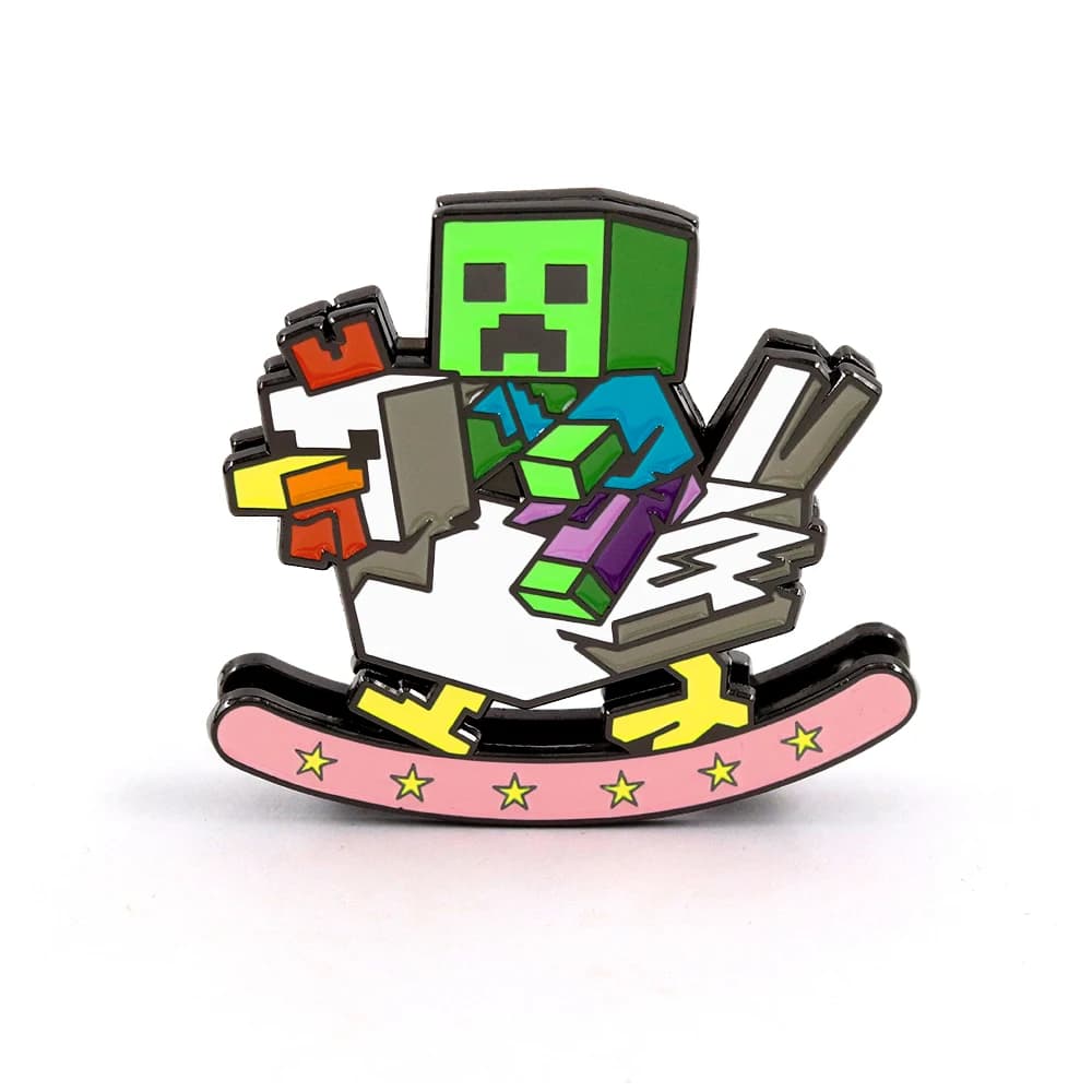 Magnete da frigorifero Pixel Chicken Jockey Adesivo creativo in metallo con messaggio per frigorifero domestico a forma di cavallo a dondolo