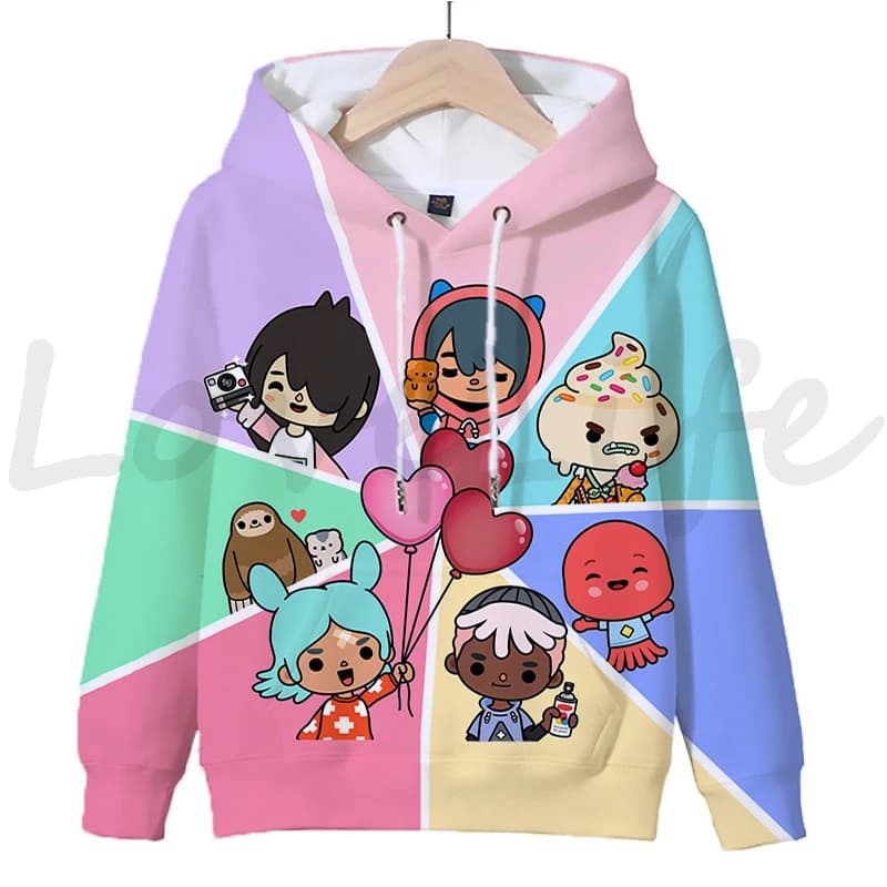 New Toca Life World Felpe con cappuccio Bambini 3D Anime Tuta sportiva Cartoon Ragazzi Ragazze Casual Pullover Autunno Bambini Toca Boca Felpa Top