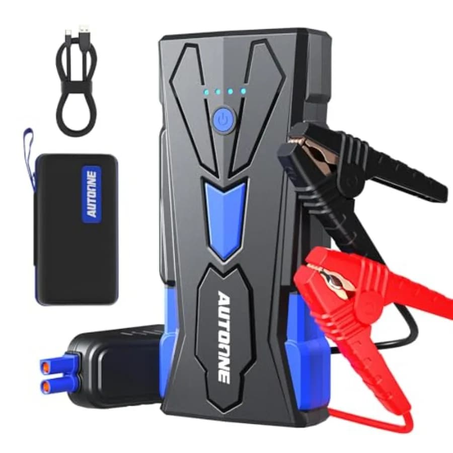 Avviatore di emergenza per auto 6000A, compatibile con tutti i motori a benzina e diesel fino a 12 litri, avviatore portatile 12V con porta USB.