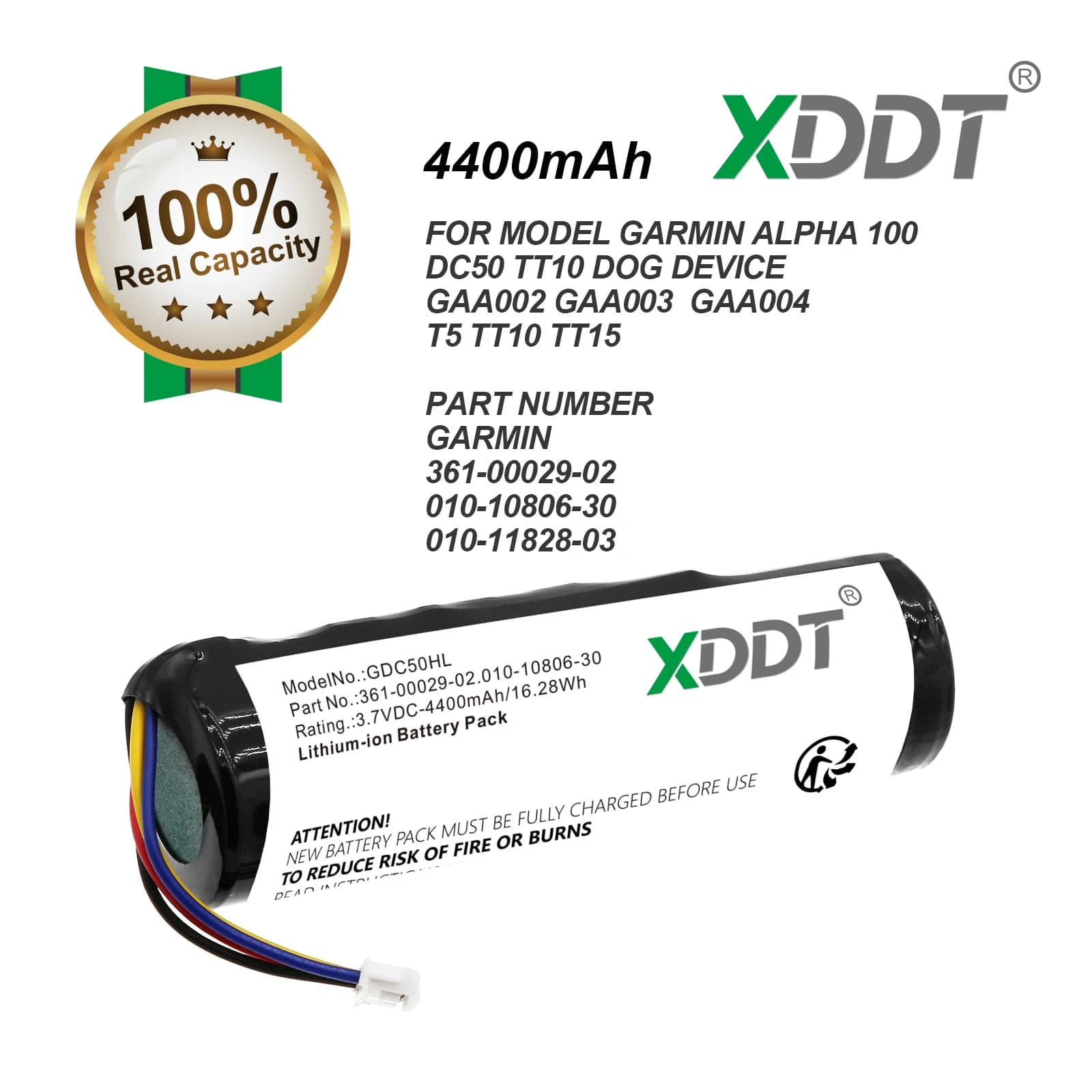 Collare per cani con batteria da 4400mAh per Garmin 010-10806-30 010-11828-03 361-00029-02 Alpha GPS Sistema di tracciamento per cani da caccia TT15 T5