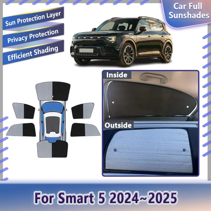 Car Sun Shade Visor For Smart 5 2024 2025 Anti-UV Full Window Sunshades Cover Sunscreen UV protection Interior Auto Accessories