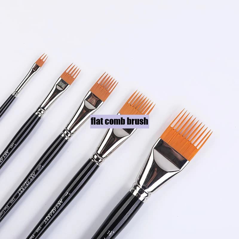 Professional 5 pcs Flat Comb Brush Nylon Paint Drawing Brushes Oil Artists Painting Brush Set For Artists Student