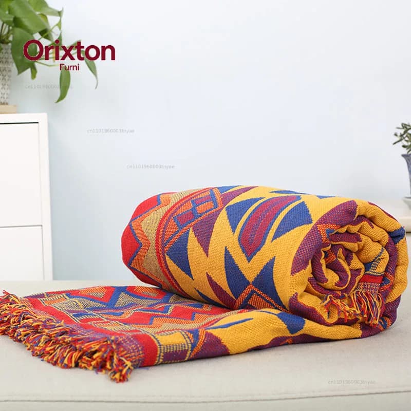 Bohemia Knitted Cotton Blanket Sofa Cover Reversible Bedspread Home Decor Jacquard Coverlet tablecloth,Camping, Office Blankets