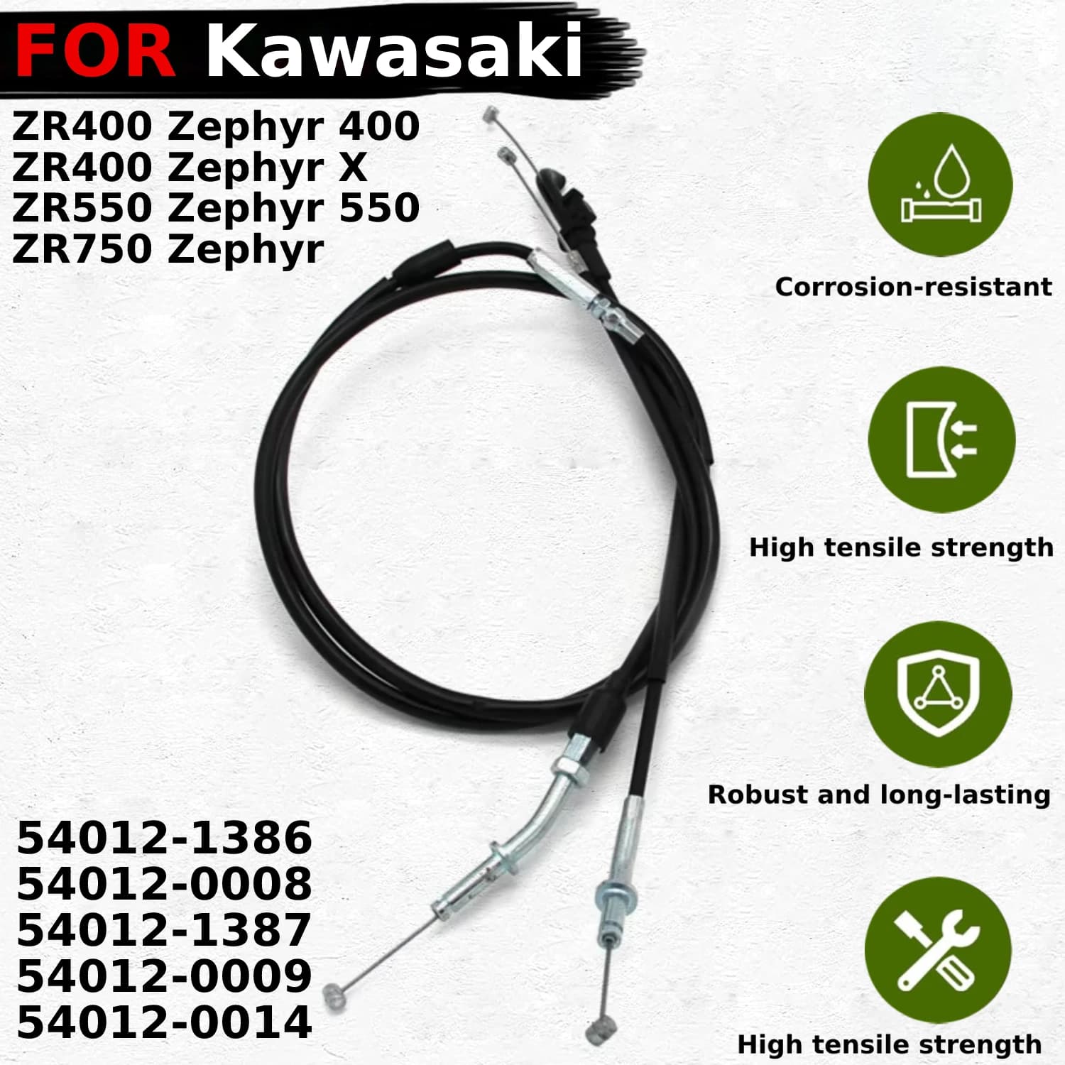 Motorcycle Push&Pull Throttle Cable Line Wires Scooter Acceleration For Kawasaki ZR400 Zephyr 400 ZR550 Zephyr 550 ZR750 Zephyr