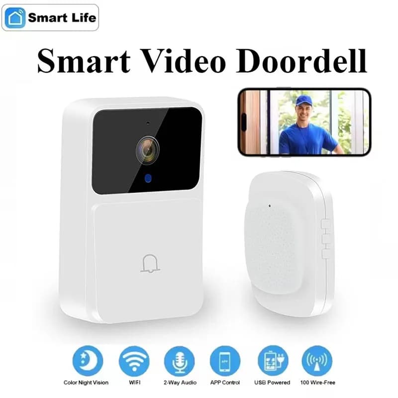 Videocitofono WIFI Telecamera per campanello Visione notturna wireless Sicurezza domestica intelligente Campanello per porta HD Citofono bidirezionale Cambio vocale per la casa