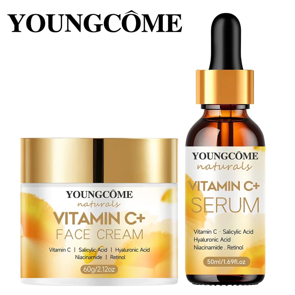 1set Vitamin C Skin care Set Face Anti Aging Firming Lifting Fade Fine Lines Whitening the moisturizing face cream Shrink Pores