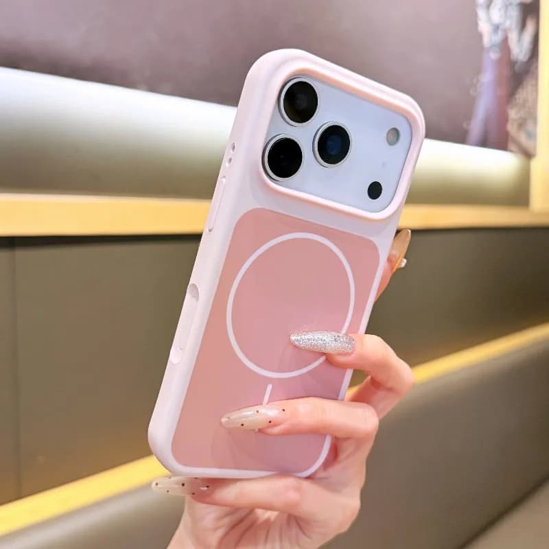 Luxury Large Window Color-block Magnetic Phone Case for IPhone 18 17 16 15 14 13 Pro Max for Magsafe Silicone Shockproof Cover