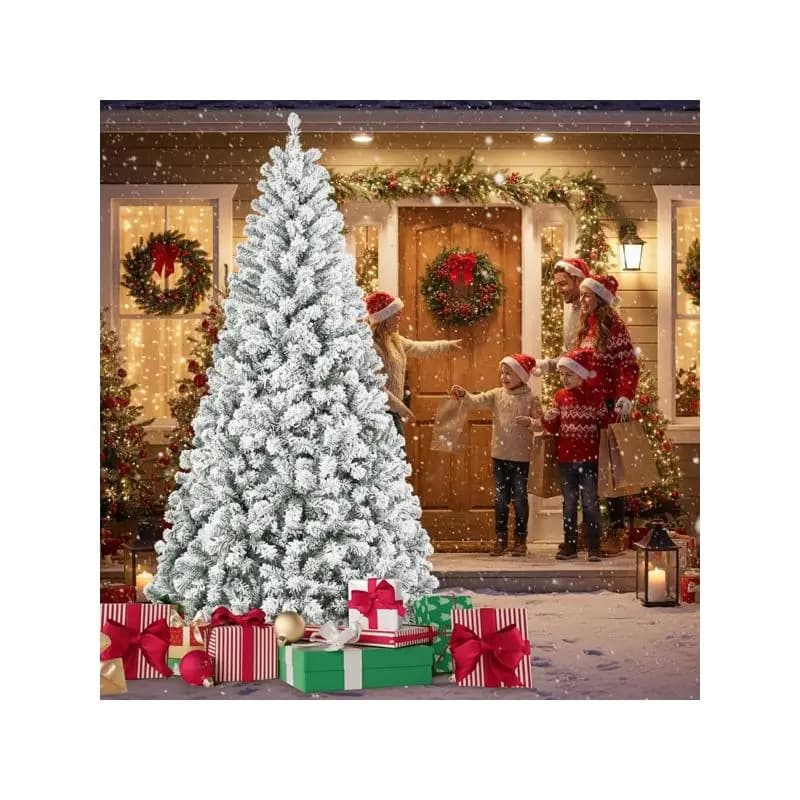 Albero di Natale floccato da 4 piedi con 233 punte Pianta artificiale in PVC nevado Robusto supporto in metallo per decorazioni natalizie per appartamenti, uffici domestici