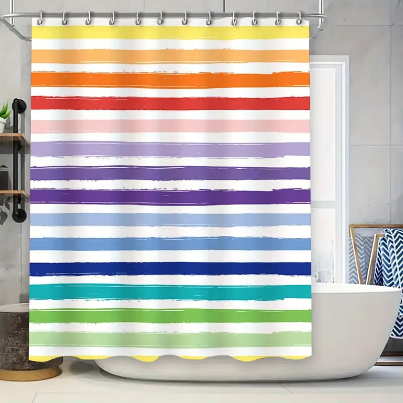 Tenda da doccia a strisce spazzolate vibranti, arredamento moderno per il bagno
