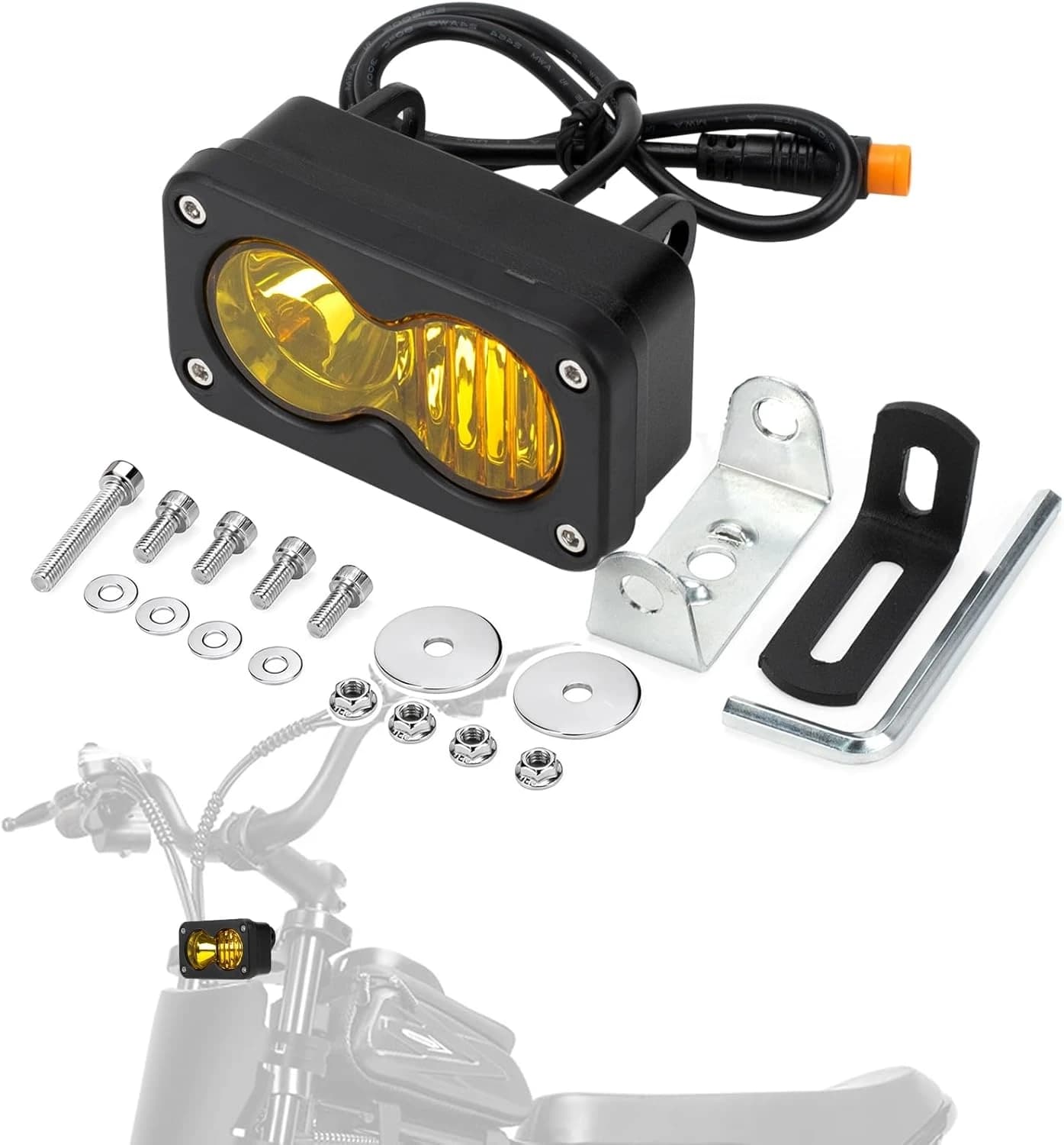 Faro LED da 3 Pollici per Moto Ridstar Q20, Pickup, Fuoristrada, Luce Bianca e Gialla, Impermeabile, Plug and Play