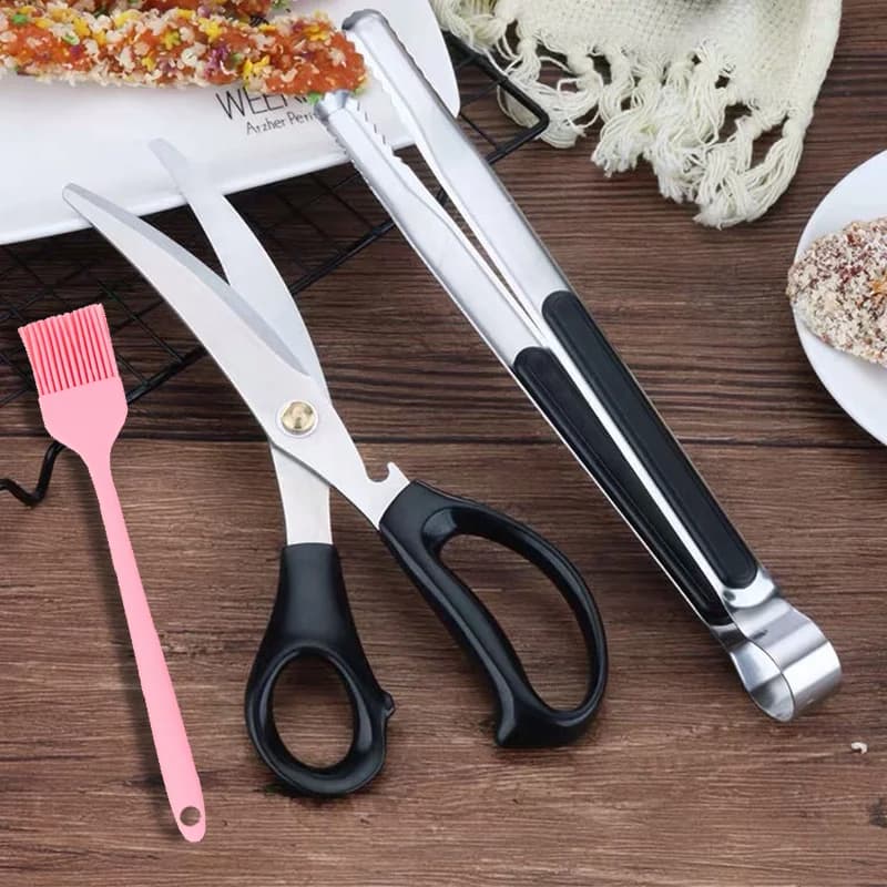 Forbici da Barbecue in Acciaio Inox, Forbici da Cucina, Pinze per Griglia Antiscivolo, Forbici per Alimenti, Utensili da Cucina Perfetti per BBQ