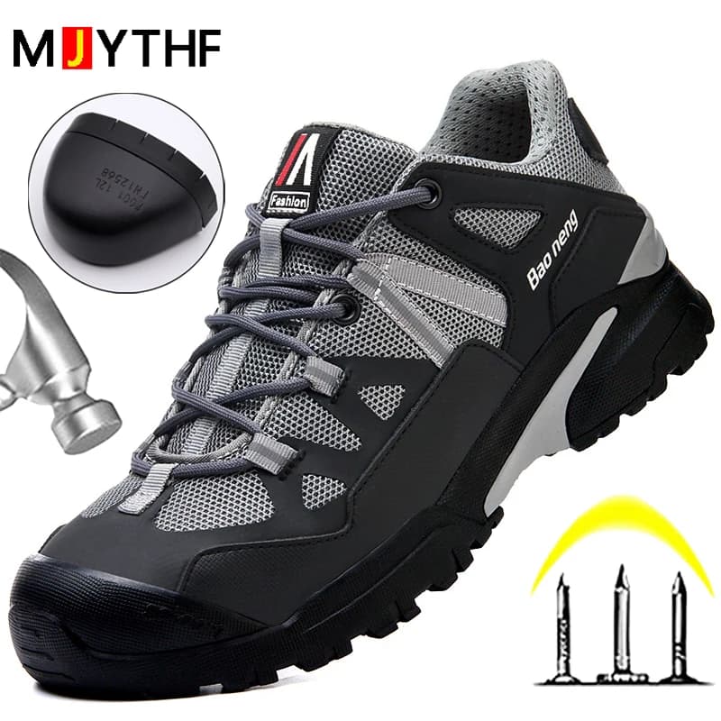 Scarpe antinfortunistiche da lavoro all'aperto Uomo Anti-smash Anti puntura Scarpe da ginnastica da lavoro Scarpe con punta in acciaio Scarpe da trekking da uomo comode e traspiranti