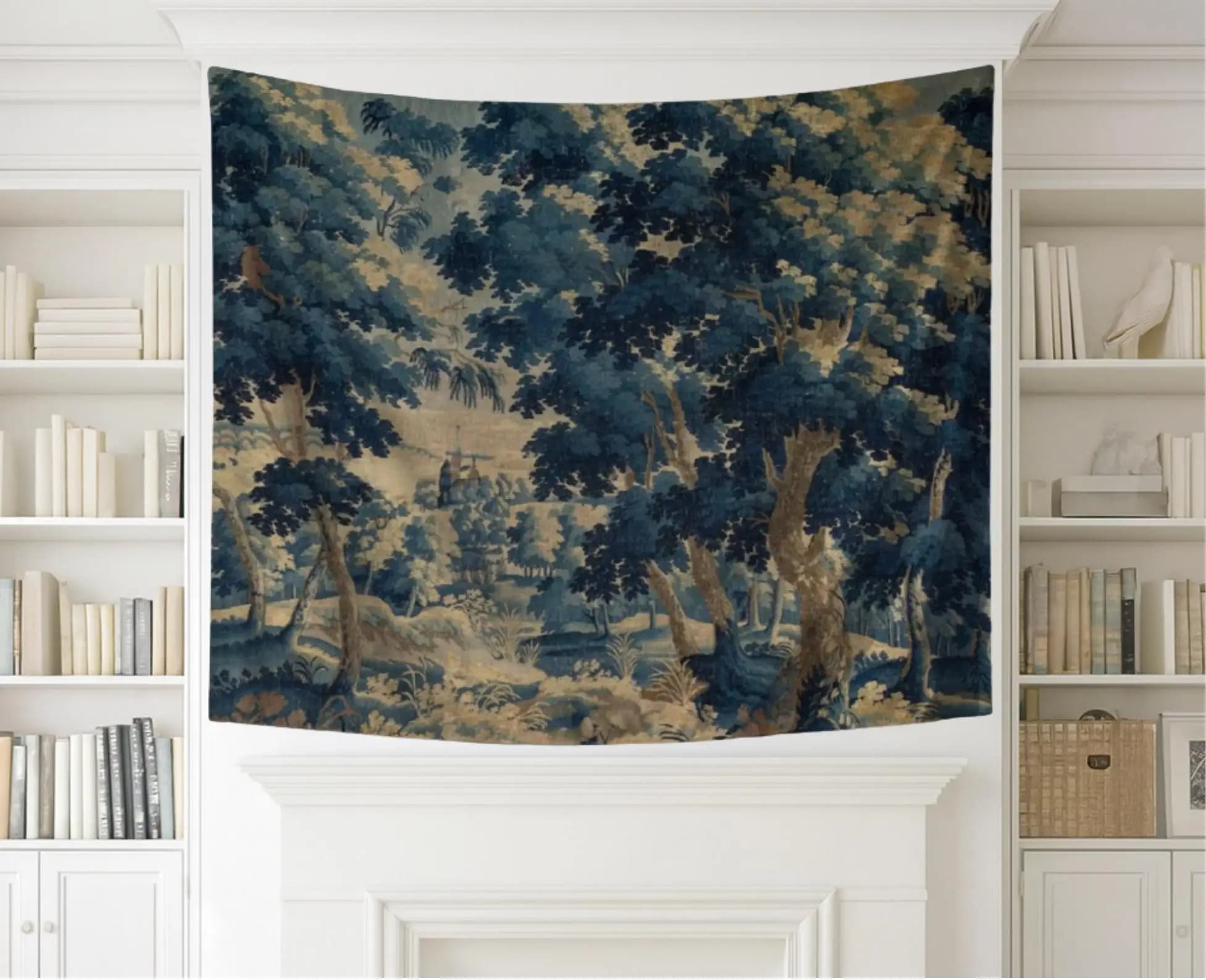 Verdure Wall Hanging Tapestry Print Fabric Reproduction Antique Chateau Wall Art Vintage Home Decor Unique Gift