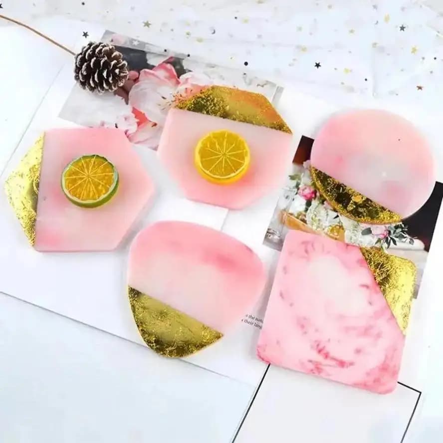Handmade Silicone Mold For Resin DIY Geometric Coaster Resin Mold Nordic Style Coaster Crystal Epoxy Mold Tray Tea Set